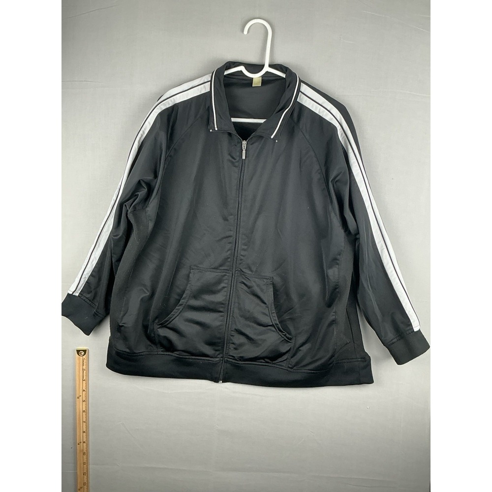 Passport Womens 2XL Black Full Zip Track Jacket White Stripes
